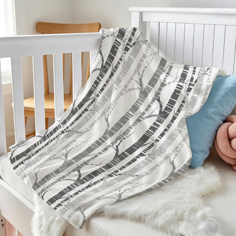 Jeté en molleton transparent ultra doux, imprimé bouleau sans couture sur un côté, Jeté 30 po x 40 po