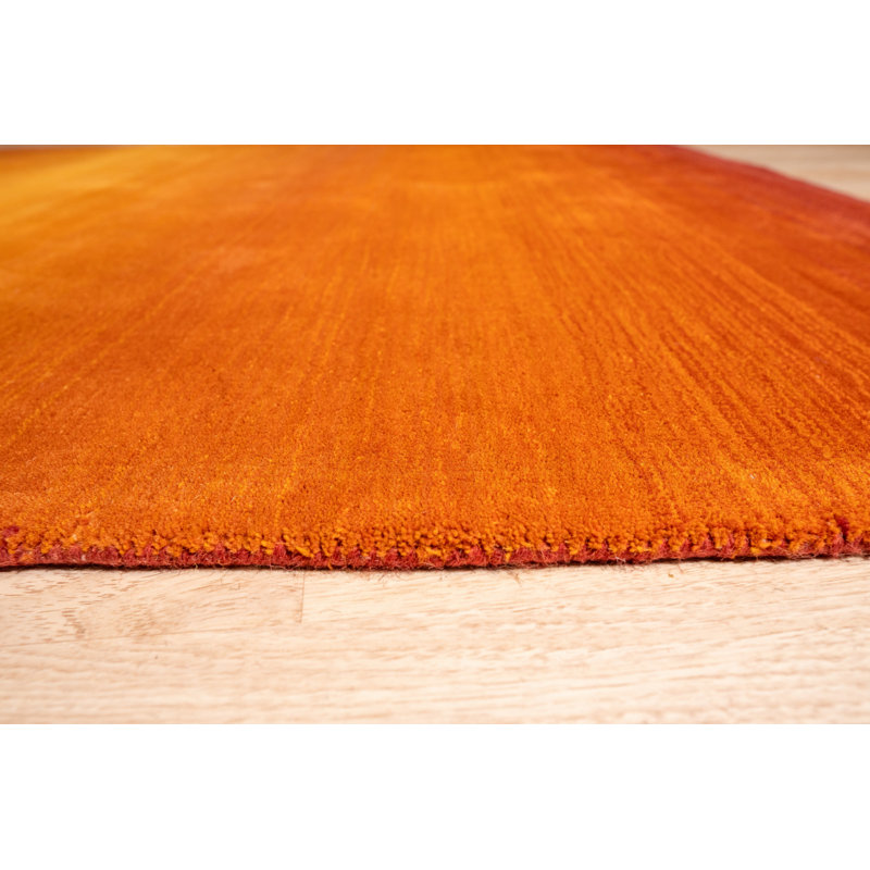 Ruby Classic Orange Handmade Wool Rug, Rectangle 5' x 8'