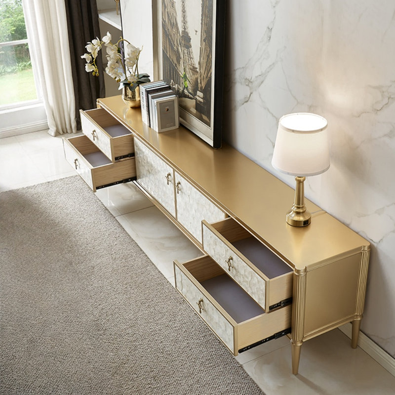 Meuble télé Modern Creative, H 23,62 po x L 94,49 po x l 15,75 po, Champagne