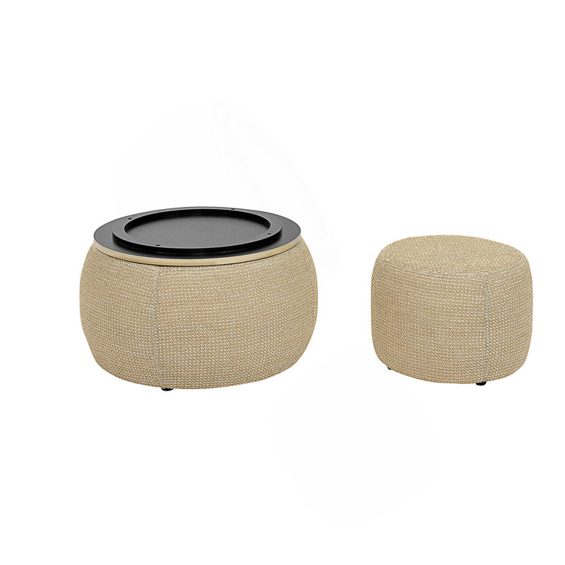 Repose-pieds rond avec rangement, Naturel