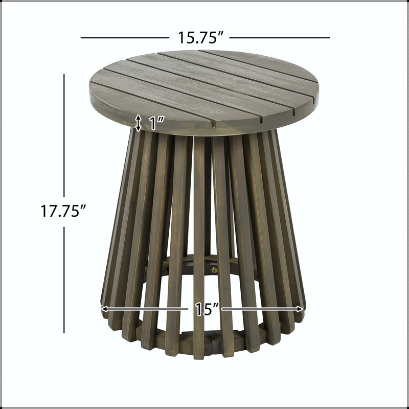 Table d'appoint d'extérieur pour terrasse en bois d'acacia - Finition grise