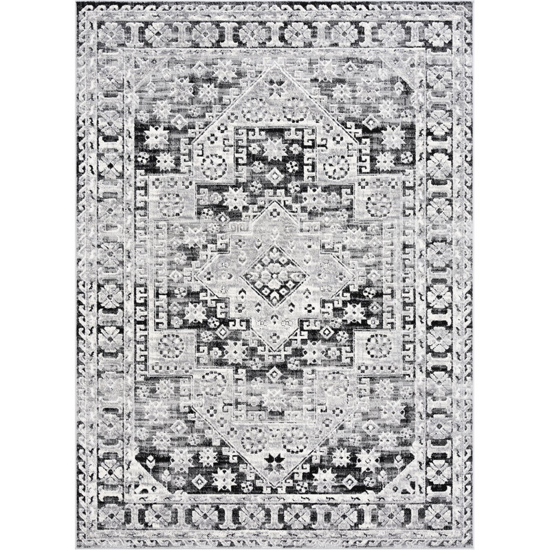 Mair Aisha Contemporary High-Low Abstract Black Indoor Area Rug, Rectangle 7' 11" x 9' 11"
