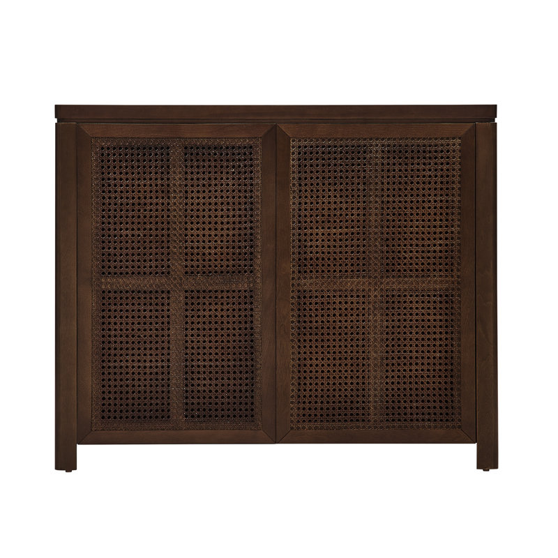 Buffet de 39,4 po Mid-Century Modern Rattan Buffet, Brun