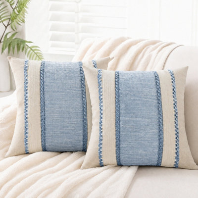 Housses de coussin décoratives à rayures bohèmes 18 x 18 pouces