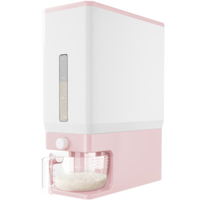 Distributeur de riz 25 lb, contenant de riz résistant à l'humidité avec tasse à mesurer, sans BPA, rose