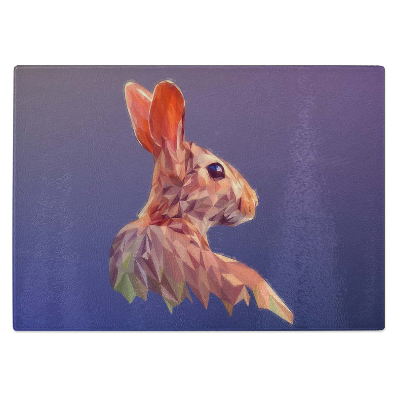 Glass Geometric Rabbit Hare in Abstract Chopping Board, 39 cm W x 28.5 cm L