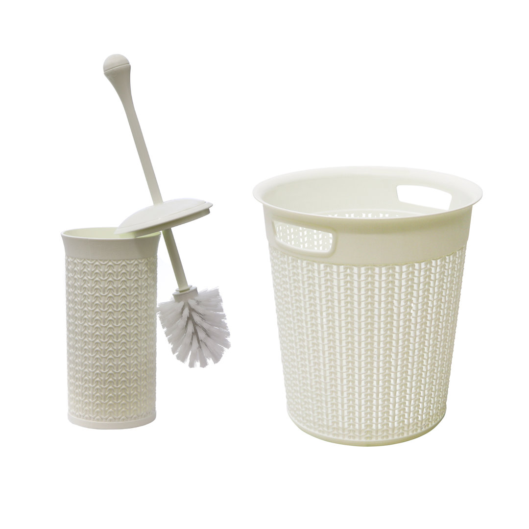 Loop Toilet Brush and Round Plastic Bin