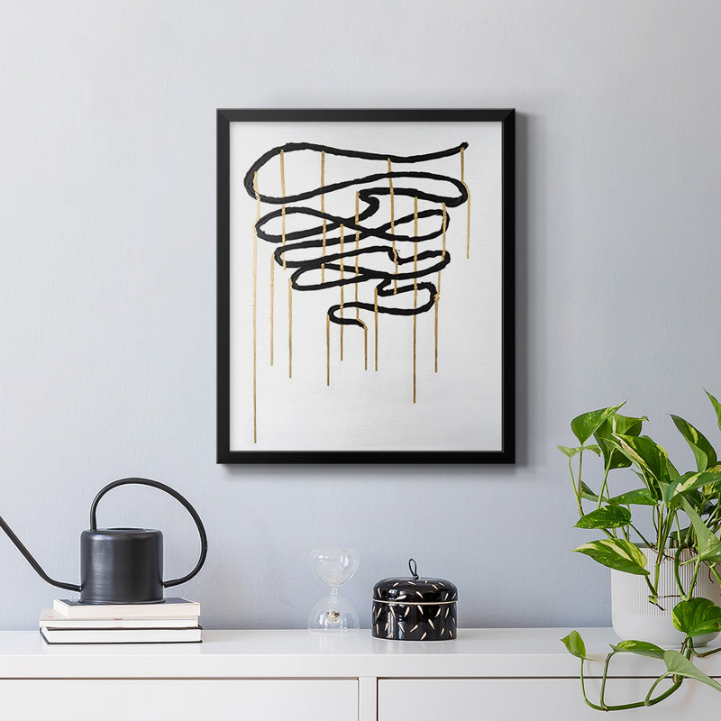 «Weeping Ribbon I», toile encadrée de qualité supérieure - prête à être accrochée, Noir, H 24 po x l 20 po