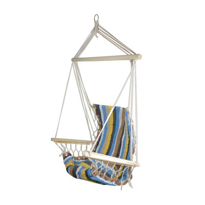 Chaise hamac 37 po rayée brune et jaune avec coussin