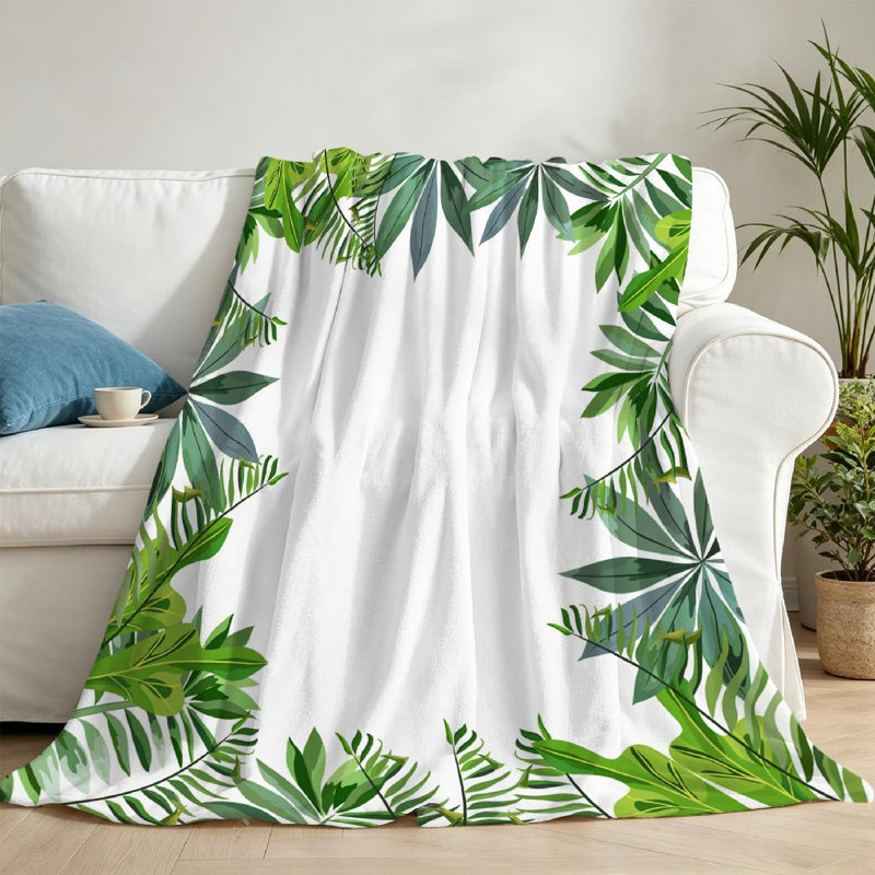Jeté en flanelle verte ultra douce, imprimé couronne simple face, Jeté 50 po x 60 po