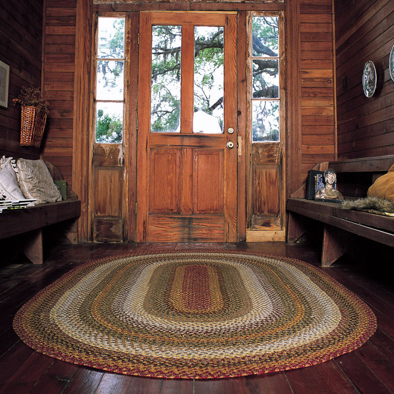 Tapis en coton tressé pour décor côtier Privett, Moutarde / or, Oval 6 pi x 9 pi