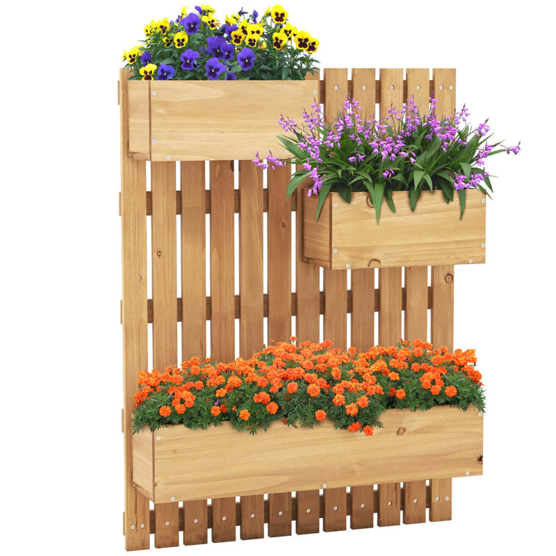 Jardinière murale Arlmont & Co. avec 3 bacs à fleurs et trous de drainage