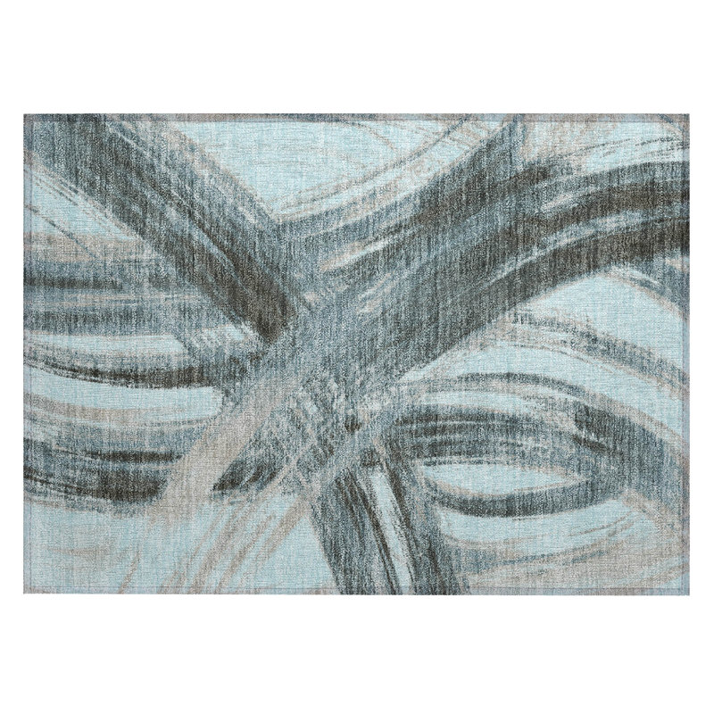 Machine Washable Indoor/Outdoor Lockway ACN2421 Abstract Rug, Rectangle 1'8" x 2'6"