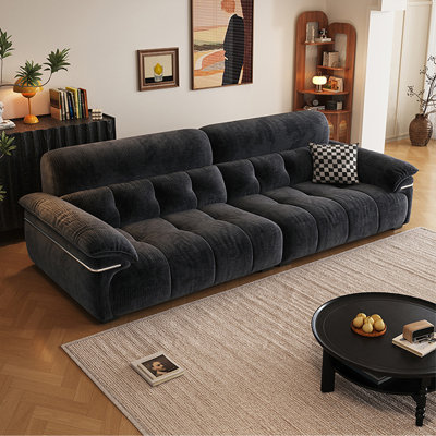 Canapé modulaire noir + chenille argent + bois massif + bois manufacturé + métaux + plastique
