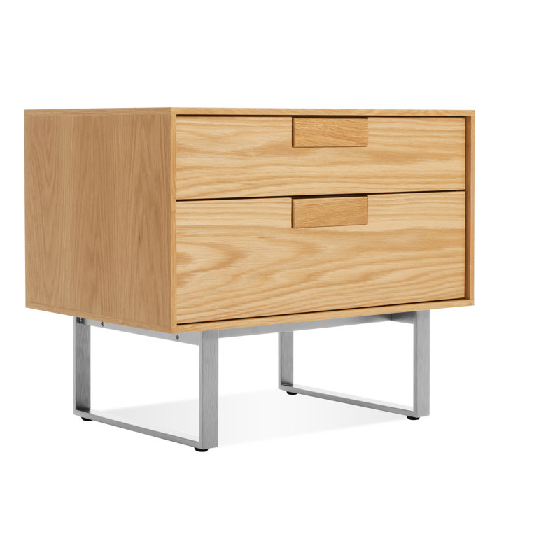 Series 11 24'' W Metal Nightstand, Silver/White Oak