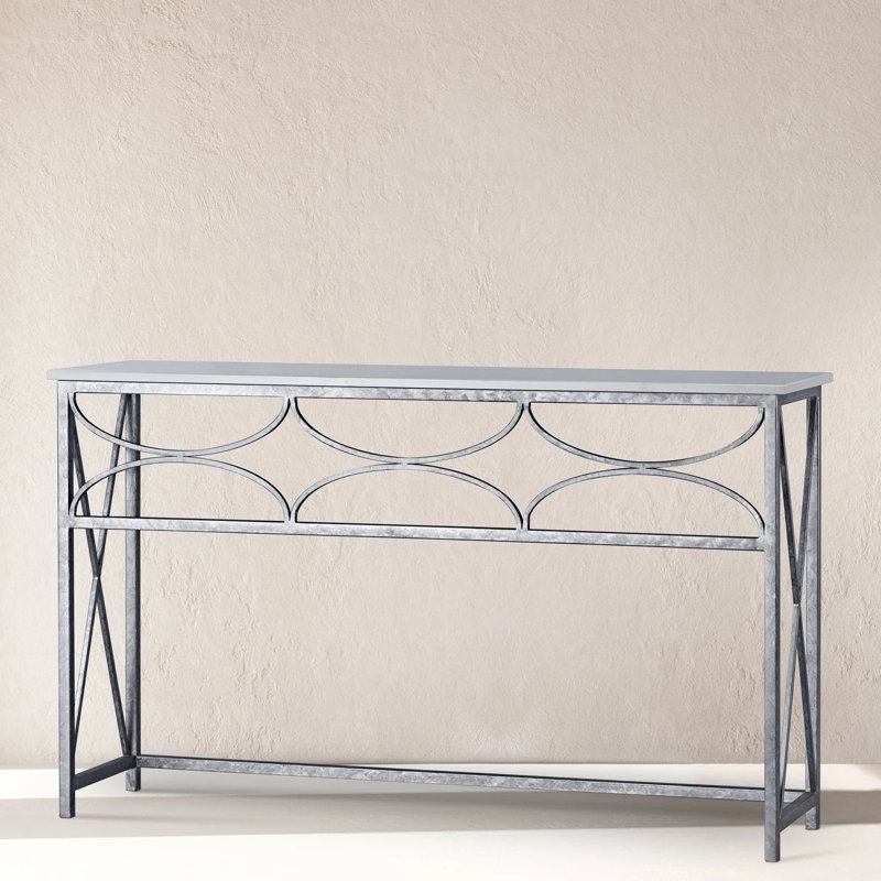 Diamond Console Table, Carrera Marble, Royal Silver