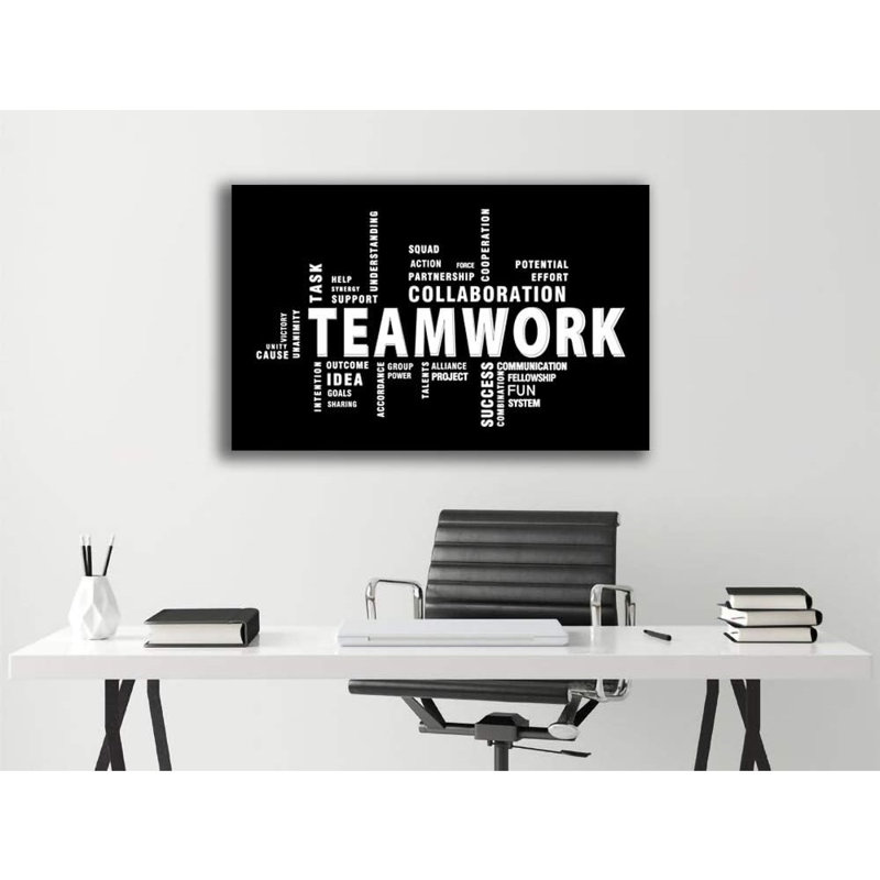 Tableau sur toile sur le thème du travail d'équipe, citation inspirante encadrée, décoration moderne et motivante pour le bureau et la maison