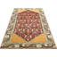 Tapis unique en laine noué à la main des années 1960 de 3 pi x 5 pi 2 po rouge / brun / jaune / gris