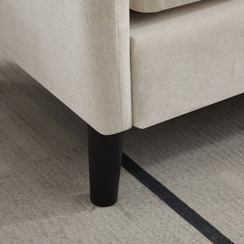 Canapé modulaire rembourré avec méridienne, Mélange de lin beige