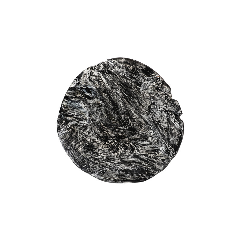 Black Wash Solid Wood Tree Stump End Table