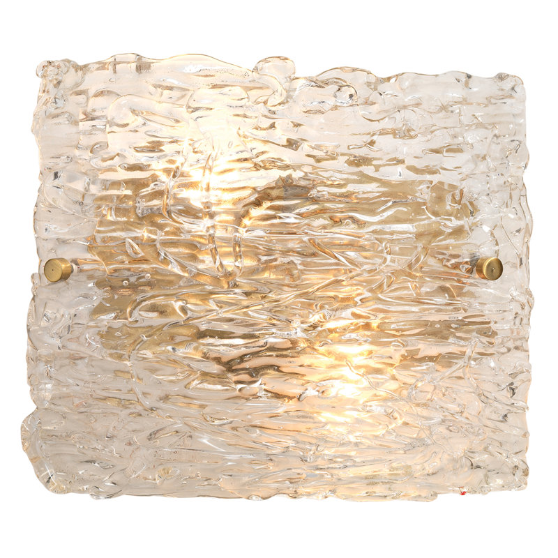 Verre texturé transparent à 2 lumières avec laiton antique