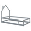 Lit de tête de lit simple gris avec clôture en bois-1339399123
