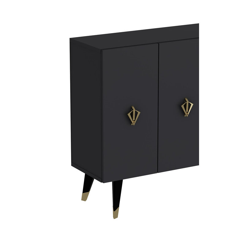 Console moderne, anthracite et or, 47,2 po x 31,5 po x 11,6 po | 100% panneau de particules enduit de mélamine, épaisseur: 0,7 pouce | Plusieurs tablettes, fixation murale, design élégant et fonctionnel pour la décoration intérieure