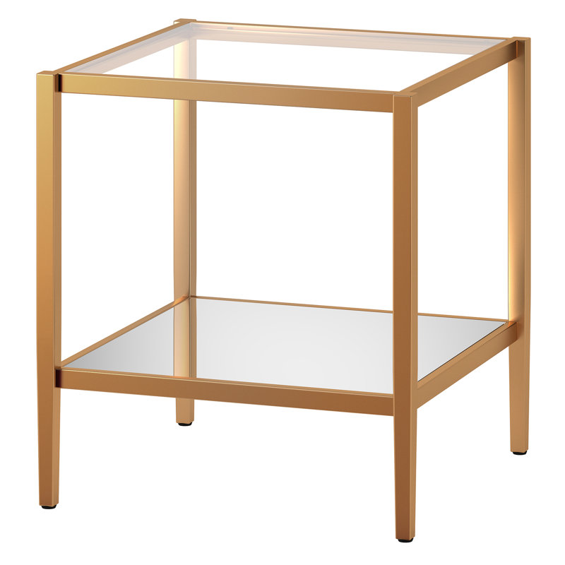 Hera Glass Top End Table, Gold