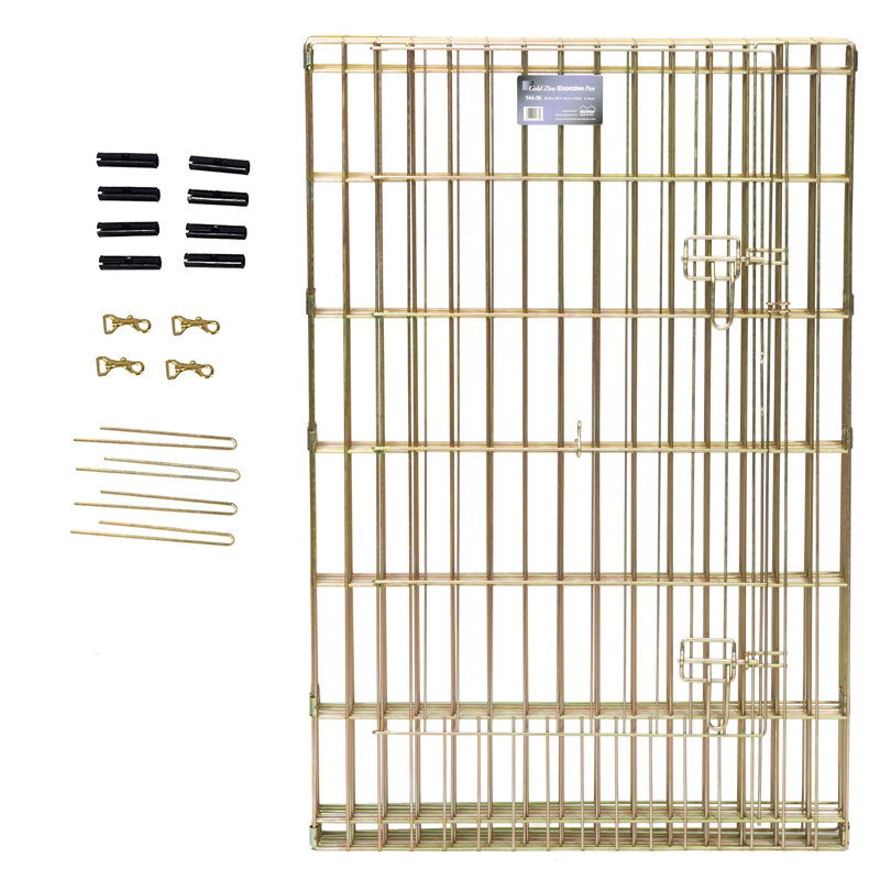 36" Gold Zinc Metal Pet Exercise Pen with Door