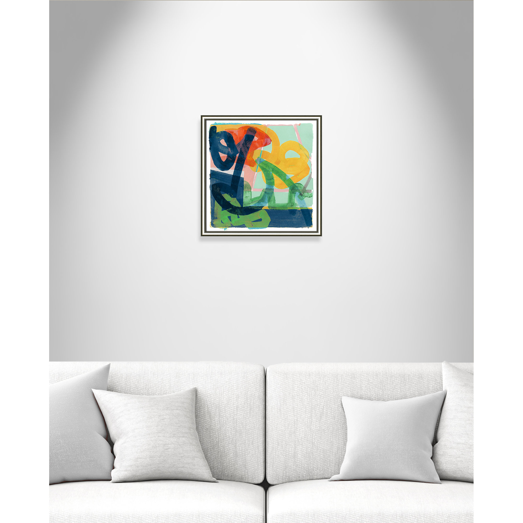 Link by Cartissi - Picture Frame Painting, Silver Framed, 18.25" H x 18.25" W x 0.88" D