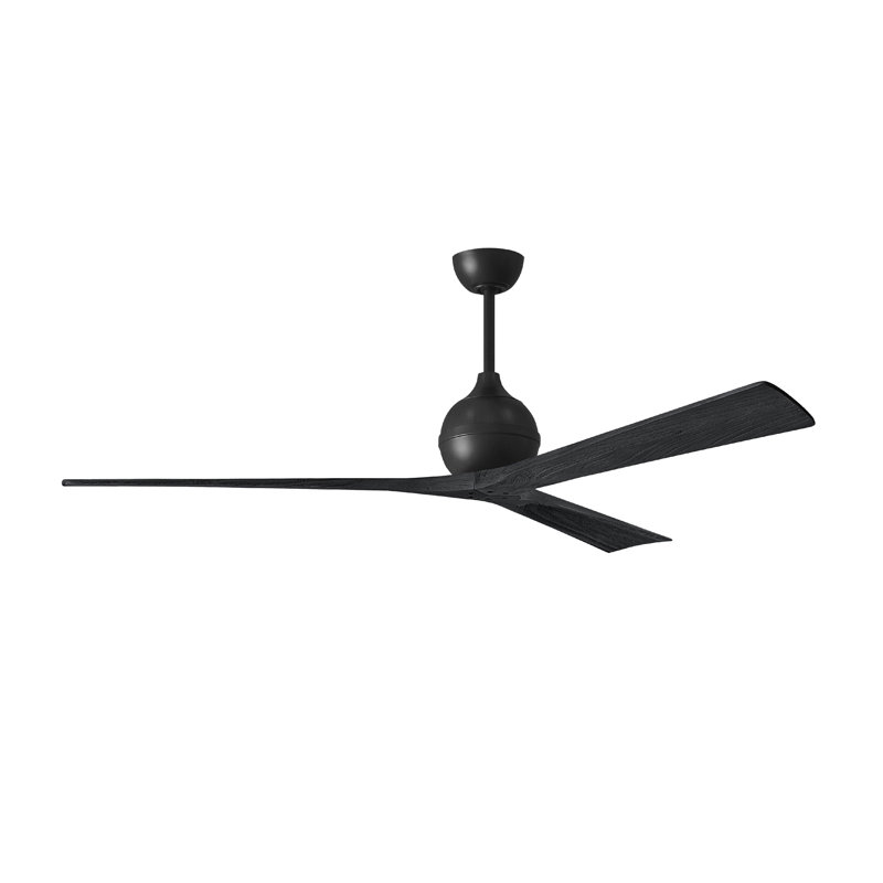 Ventilateur de plafond à 3 pales Irene, Noir mat, Noir mat, 72"