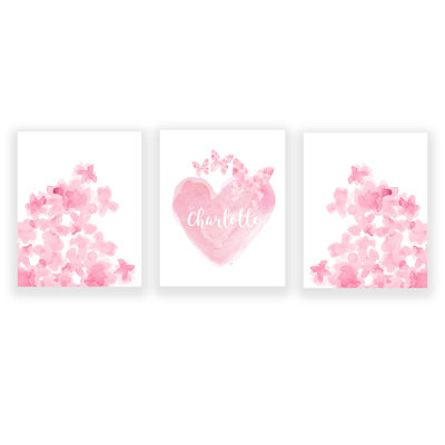 Butterflies and Flowers with Personalized Heart, Paper Prints
