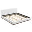 Lit tapissier en tissu blanc avec base en bois massif-737370280