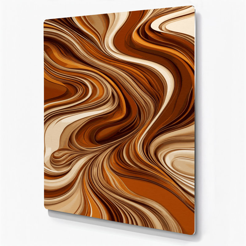 Abstraction numérique 11, art mural en métal brun, H 14 po x l 11 po