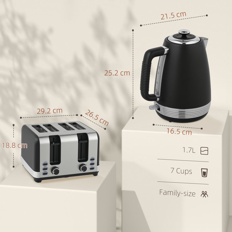 Kettle and Toaster Set, Black