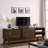 59 Inch Mid-Century Modern Rattan TV Stand, Media Entertainment Cabinet With Solid Wood Feet, Dark Wood, Fits 65 Inch TV For Living Room-390945082