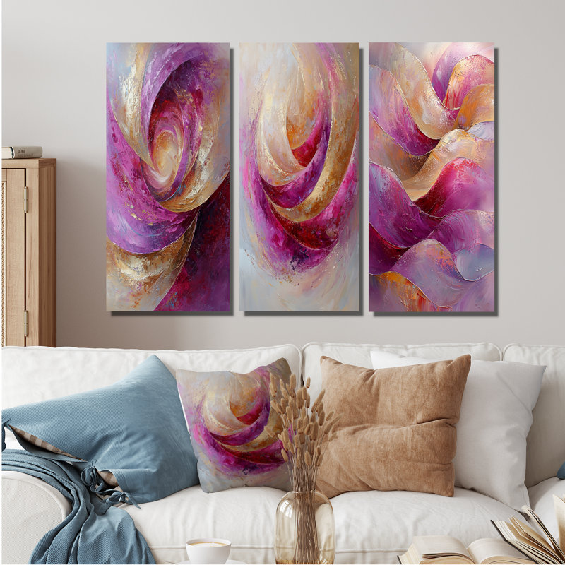 Abstrait lavande Tranquility Balance I - Collection de décorations murales à imprimé abstrait vert 3 pièces, 40" H x 60" W