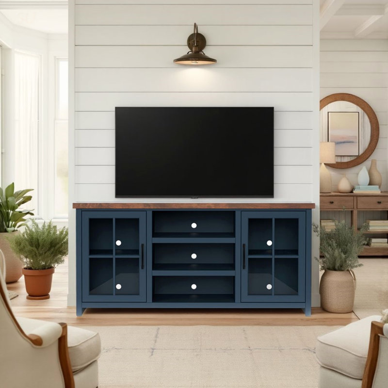 Meuble télé 67 po pour téléviseur de 80 po ou moins, aucun assemblage requis, solution de rangement durable et élégante
