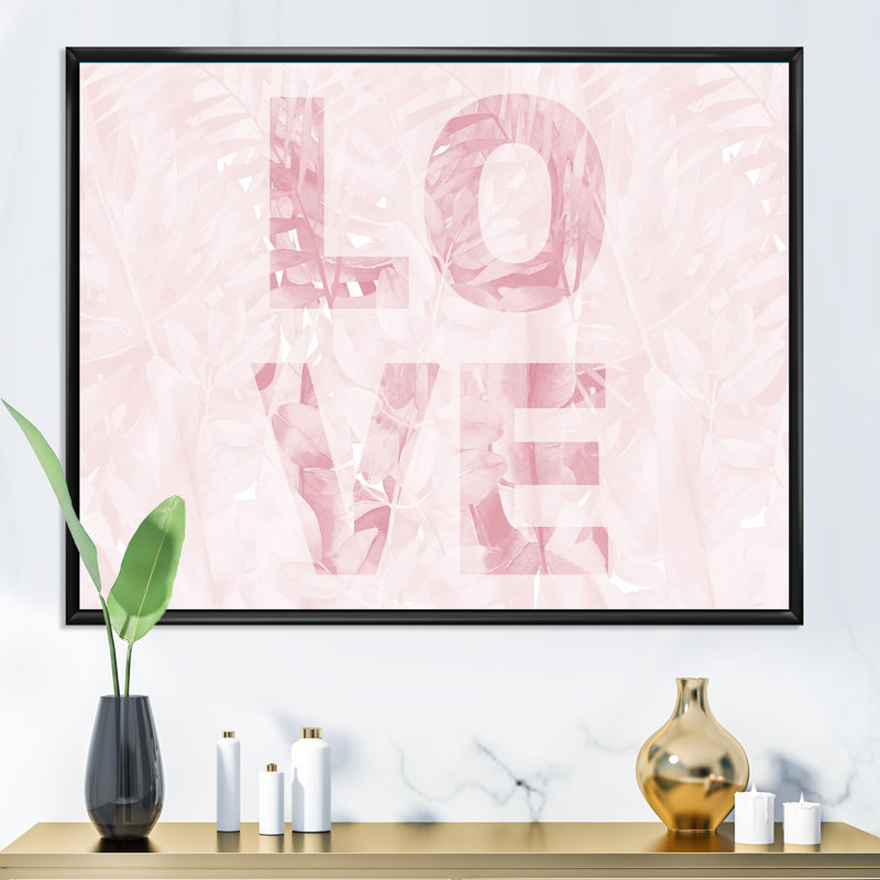 «Pink Pastel Love», reproduction sur toile flottante, H 30 po x l 40 po x 1,5 po, Cadre noir