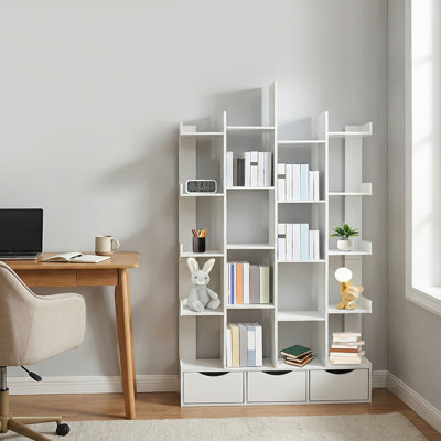 5-Tier Bookshelf with Bottom Cabinets, Modern Narrow Bookcase for Living Room, Bedroom & Study, 50kg/110lb Load Capacity by Ebern Designs