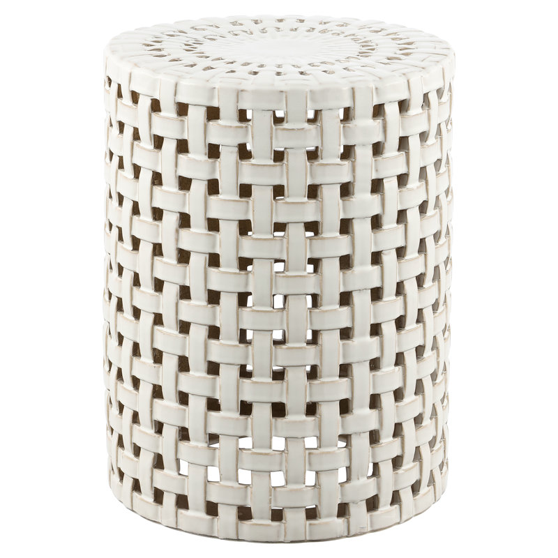 Gonde Ceramic Accent Stool, Cream