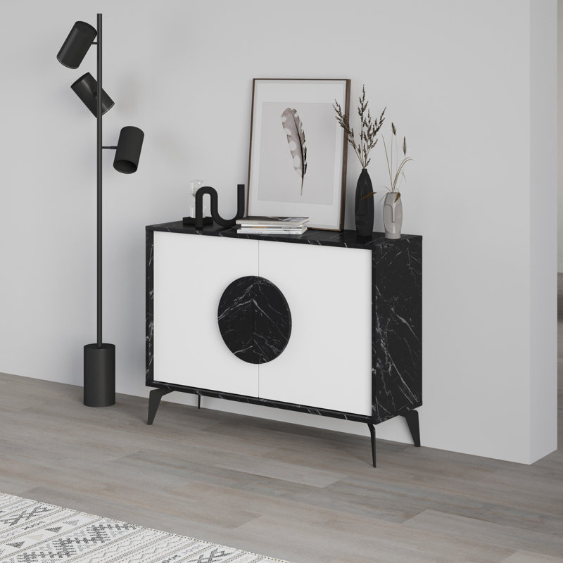 Kaira 2-Door Cabinet Stylish Storage Solution for Modern Living Spaces, Bendir/White