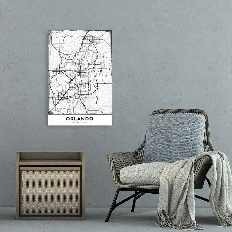 «Orlando City Map», art contemporain abstrait, impression d'art mural, H 36 po x l 24 po