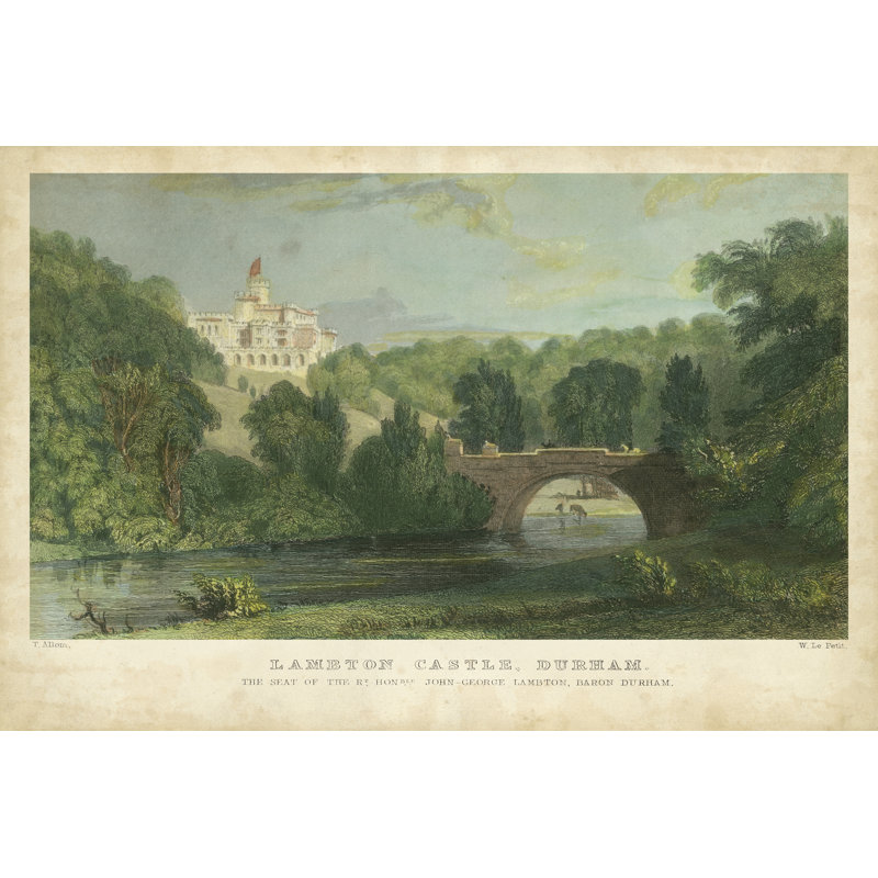 Lambton Castle by T. Allom - Wrapped Canvas Painting, 30cm H x 46cm W x 3.8cm D
