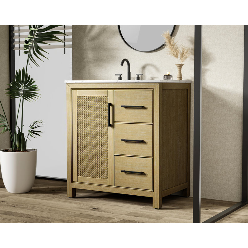 Meuble-lavabo simple 32 po, Lin chêne