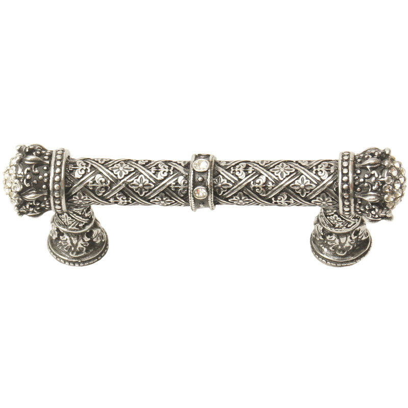 Carpe Diem 6330-3C Crowning Glory Queen Elizabeth Antique Brass Queen Elizabeth 5 inches c.c. pull w/ Swarovski Crystals in Antique Brass