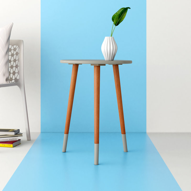 Table de bout à 3 pieds Dankan, Gris/noyer
