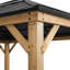 Sunjoy 3.9m x 4.5m Cedar Wooden Gazebo with Anthracite Powder-Coated Steel Frame - Garden Oasis-87418741