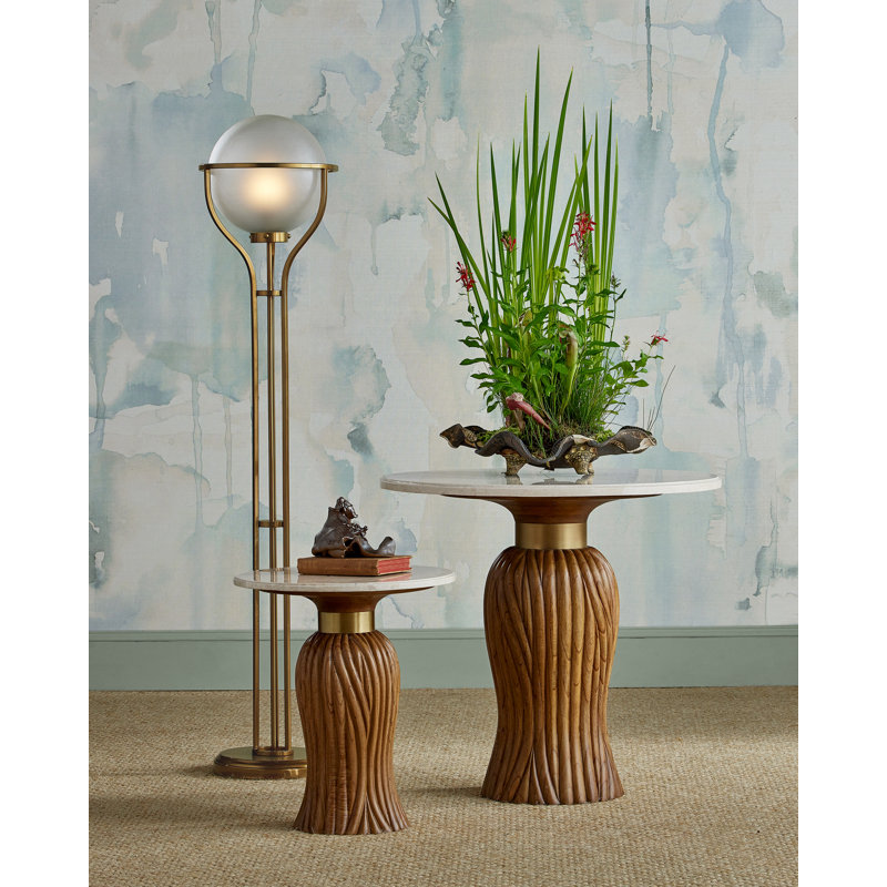 Tassel Marble End Table, 22.5" H x 19.5" W x 19.5" D