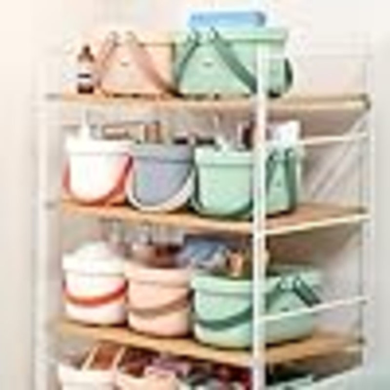 Panier de rangement en plastique avec poignée, Rose